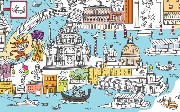 Carnival of Venice detail in the giant coloring map of Venice