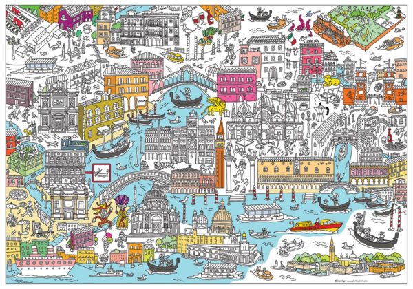 Colored giant coloring map of Venice