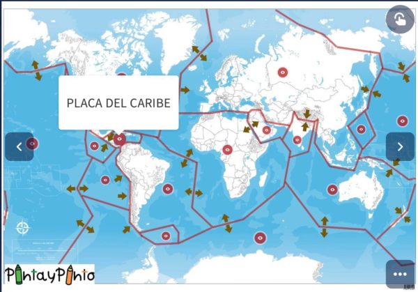 interactivo - Placas tectónicas en mapamundi Pinta y Pinto