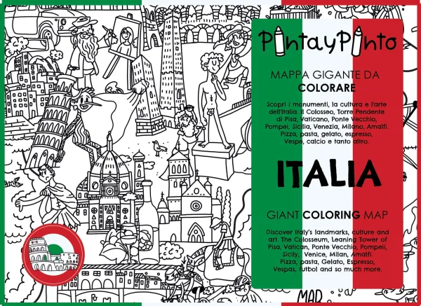 imagen carpeta mapa gigante de Italia Para colorear