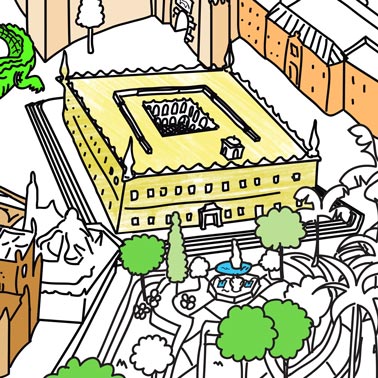 Illustrazione per la colorazione dell'archivio delle Indie di Siviglia di Pinta y Pinto.