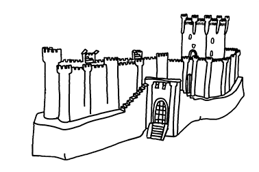 Castello di Peñafiel, Valladolid, illustrato sulla mappa da colorare della Spagna.