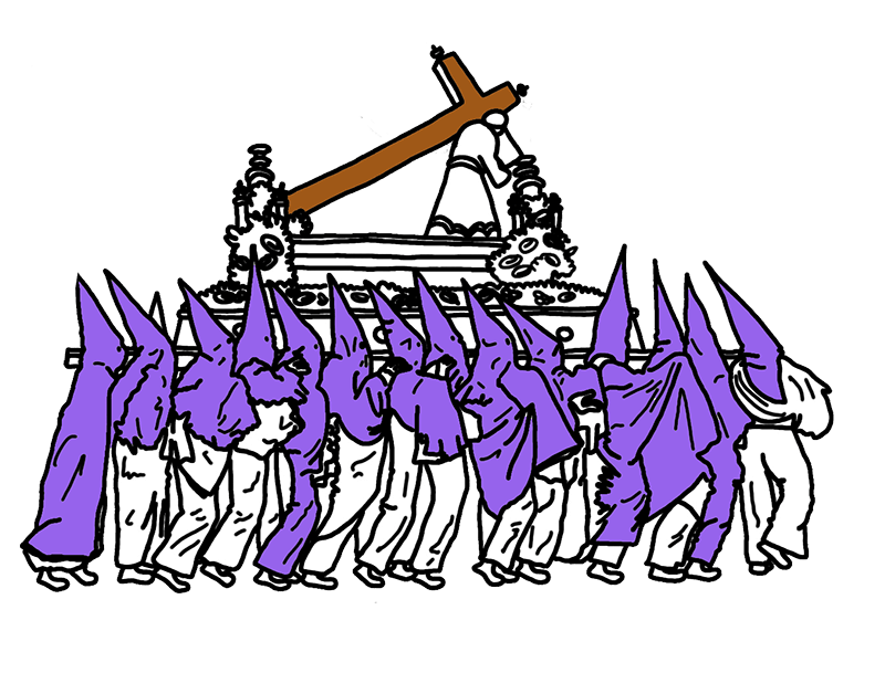 Illustrazione di un paso a hombres della Settimana Santa in Spagna.