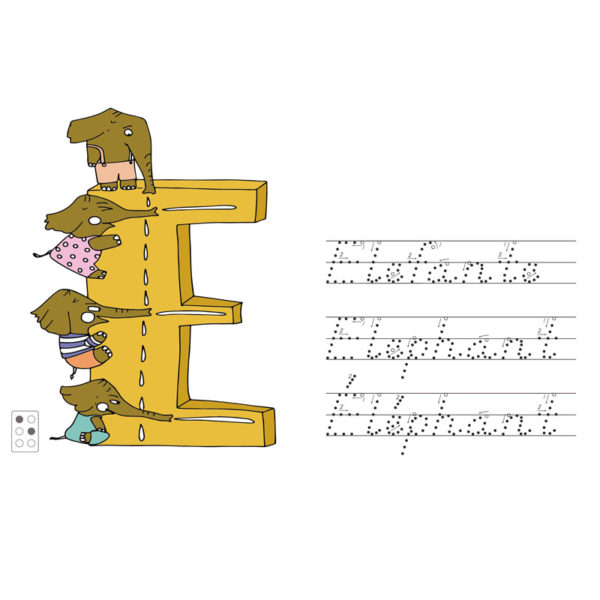 Image que muestra la letra E y sus opciones de práctica de escritura en castellano, inglés y francés