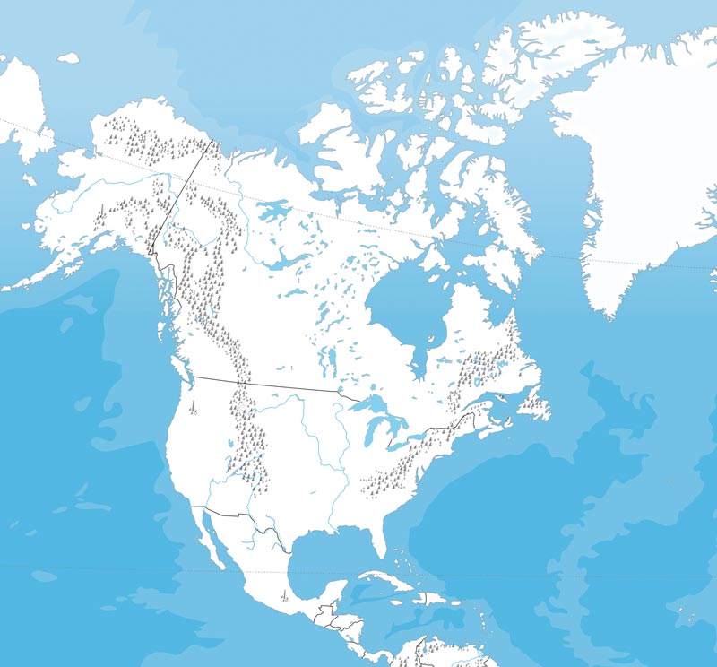 PDF scaricabili in formato A4 dell'America settentrionale e centrale.