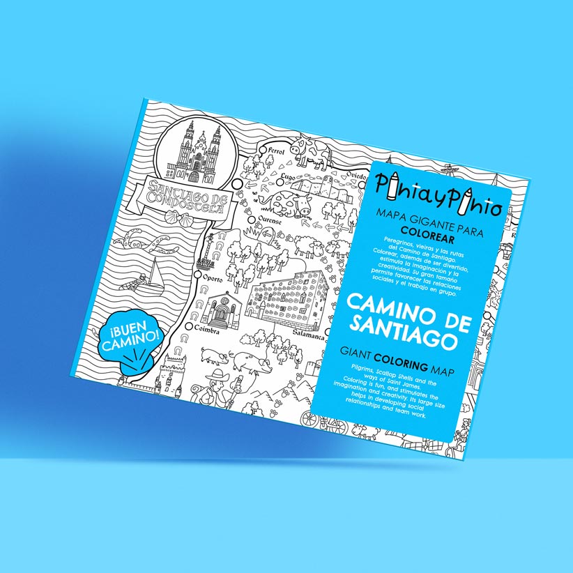 Copertina della mappa del Cammino di Santiago da colorare