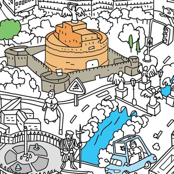 Castel S. Angelo, Ponte Sant'Angelo e parte del Vaticano, compresa la Papamobile.