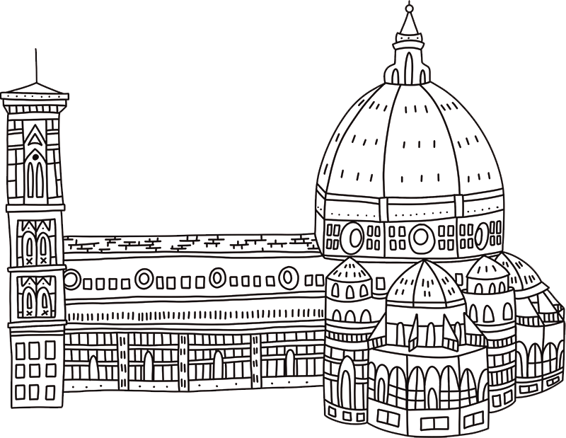 Duomo di Firenze sulla mappa da colorare di Firenze.