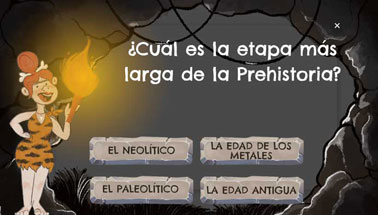 esempio di domande dal gioco da tavolo online sulla preistoria.