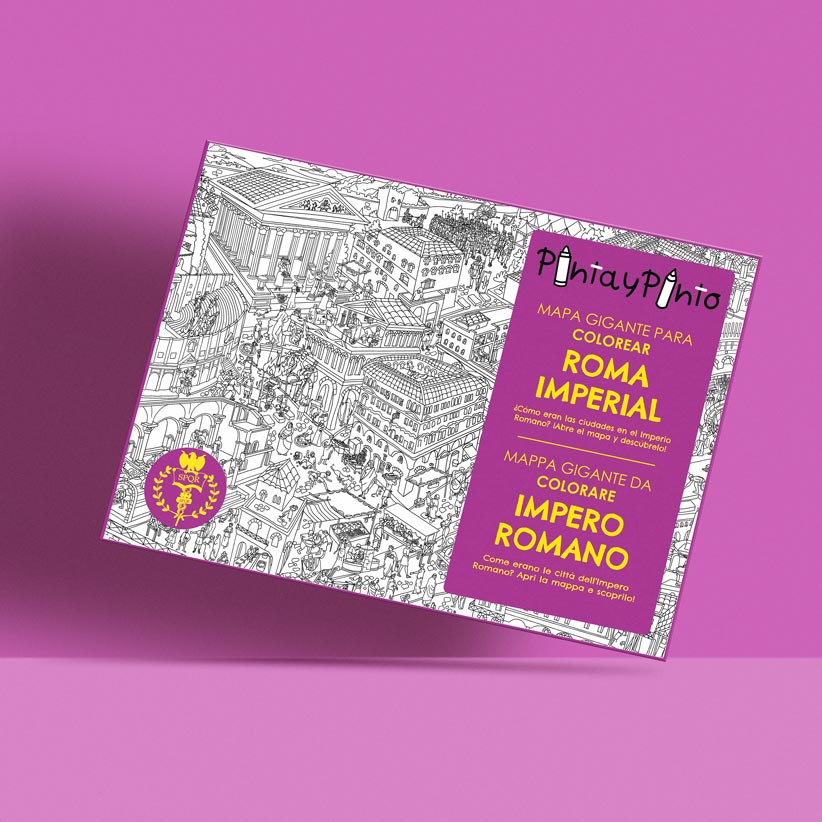 Immagine tratta dalla cartella Pinta y Pinto Map of Imperial Rome da colorare e imparare su sfondo viola