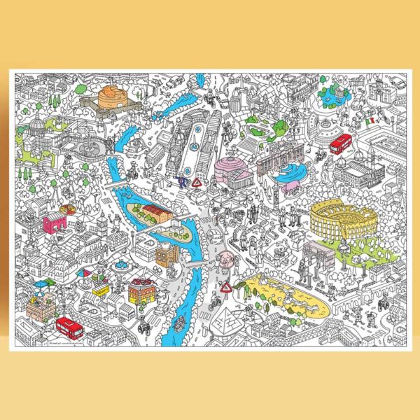 Mappa di Roma da colorare su muro completa