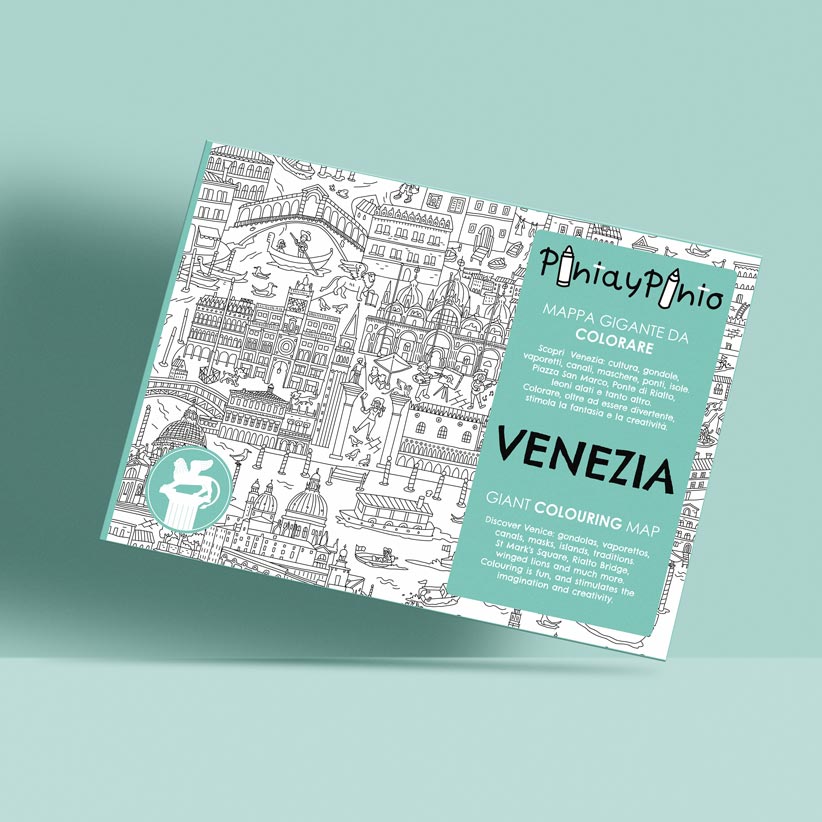 Immagine della cartella da colorare della mappa di Venezia Pinta y Pinto su sfondo verde