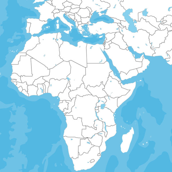 Mappa muta dell'Africa con i confini