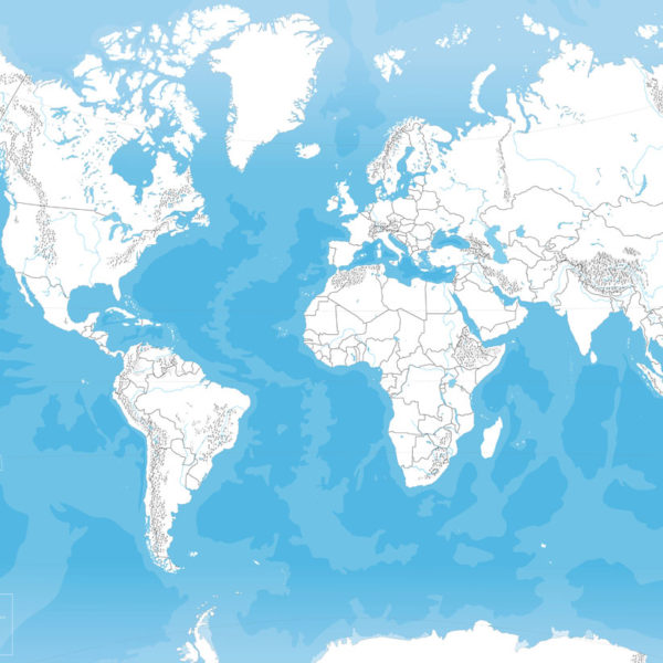 mappa muta del mondo con le Americhe, l'Africa e l'Europa